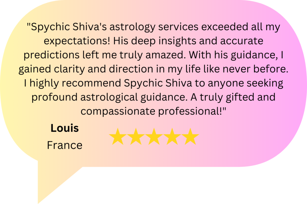 Spychic Shiva's astrology services exceeded all my expectations! His deep insights and accurate predictions left me truly amazed. With his guidance, I gained clarity and direction in my life like